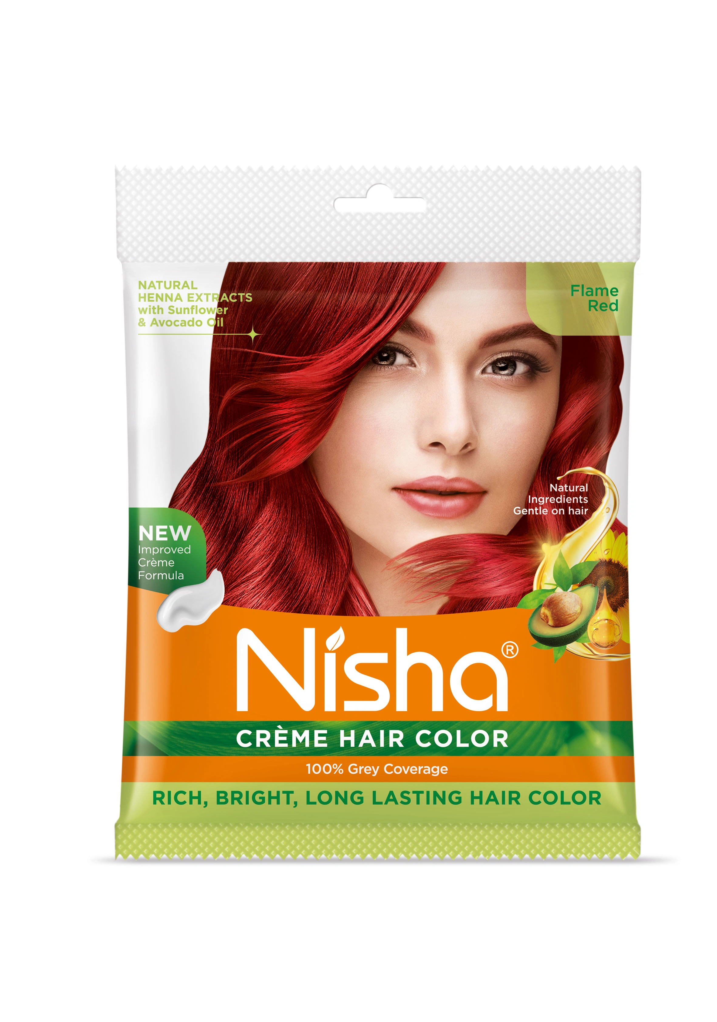 Nisha Cream Hair Color 100% Grey Coverage Conditioning With Natural Herbs 40gm Pouch-1246-NI-CHCP-50GM-FRED-POUCH-PK1