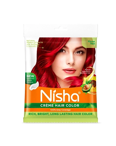 Nisha Cream Hair Color 100% Grey Coverage Conditioning With Natural Herbs 40gm Pouch-1246-NI-CHCP-50GM-FRED-POUCH-PK1