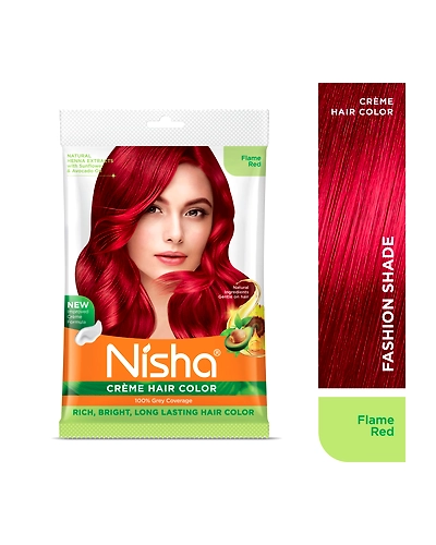 Nisha Cream Hair Color 100% Grey Coverage Conditioning With Natural Herbs 40gm Pouch-Flame Red-1