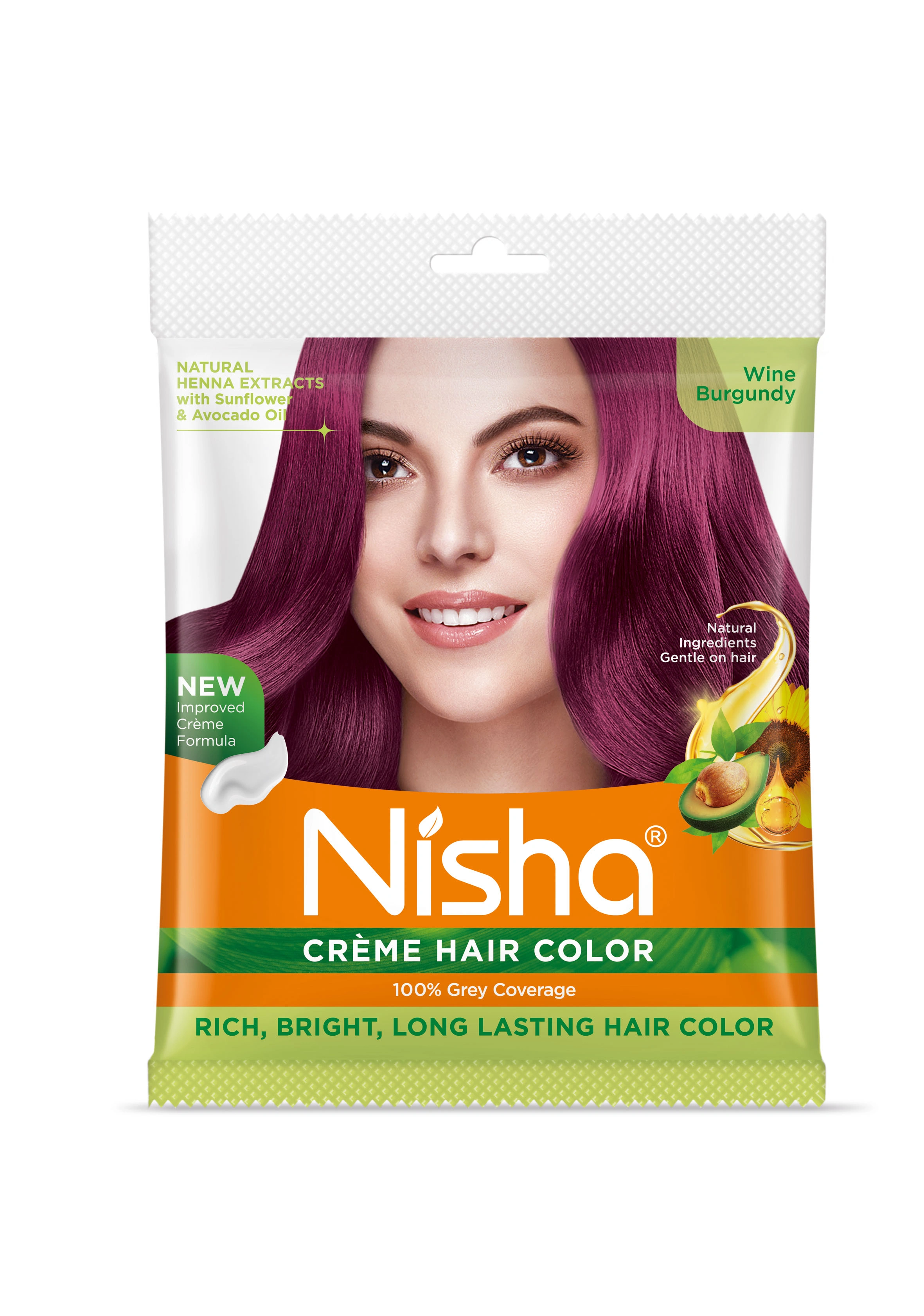 Nisha Cream Hair Color 100% Grey Coverage Conditioning With Natural Herbs 40gm Pouch-1221-NI-CHCP-40GM-WBRG-POUCH-PK1