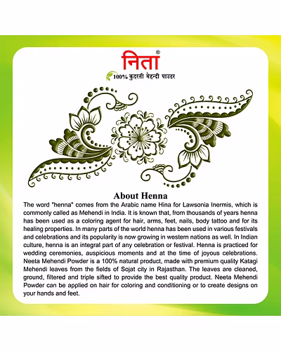 Neeta 100% Natural Mehendi Powder Premium Quality Pure Henna powder 1Kg Brown-Brown 1 KG-2