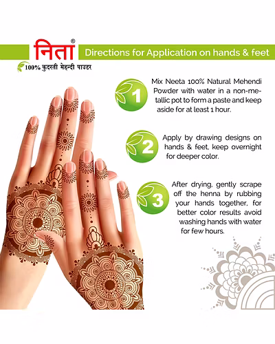 Neeta 100% Natural Mehendi Powder Premium Quality Pure Henna powder 1Kg Brown-Brown 1 KG-8