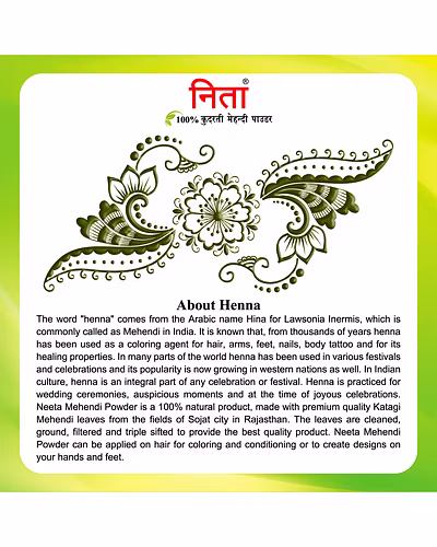 Neeta 100% Natural Mehendi Powder Premium Quality Pure Henna powder 1Kg Brown-Brown 1 KG-3