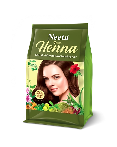 Neeta Pure Henna Soft &amp; Shiny Natural Looking Hair Color, Natural Brown 100% Natural 9 herbs 125g-NE-PUREHENNA-9HERBS-125GM-NBRN
