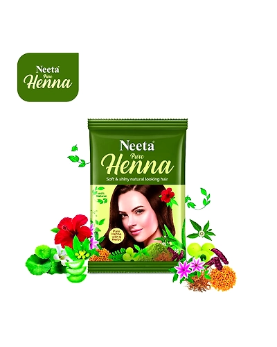 Neeta Pure Henna Soft &amp; Shiny Natural Looking Hair Color, Natural Brown 100% Natural 9 herbs 125g-Brown-1