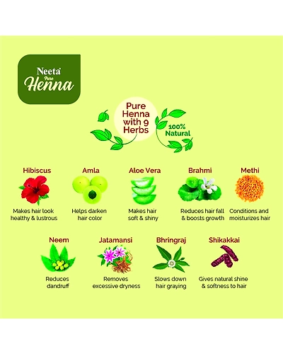 Neeta Pure Henna Soft &amp; Shiny Natural Looking Hair Color, Natural Brown 100% Natural 9 herbs 125g-Brown-2