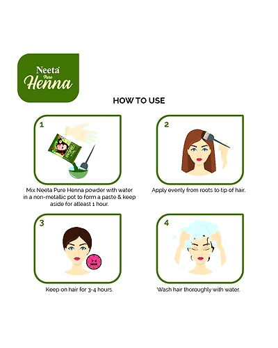 Neeta Pure Henna Soft &amp; Shiny Natural Looking Hair Color, Natural Brown 100% Natural 9 herbs 125g-Brown-4