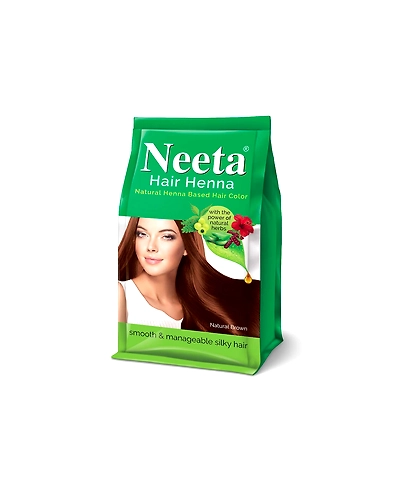Neeta Hair Henna Soft &amp; Shiny Natural Looking Hair Color, Natural Brown 100% Natural 5 herbs 125g-9064-NE-HBHC-5HERB-125GM