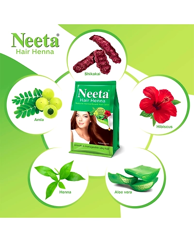 Neeta Hair Henna Soft &amp; Shiny Natural Looking Hair Color, Natural Brown 100% Natural 5 herbs 125g-Brown-2