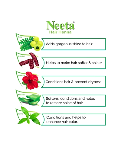 Neeta Hair Henna Soft &amp; Shiny Natural Looking Hair Color, Natural Brown 100% Natural 5 herbs 125g-Brown-5