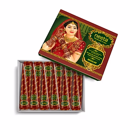 neeta mehendi cone for hand design – 12 henna cones (20g each cone) for bridal, wedding & dulhan mehndi, ready-to-use