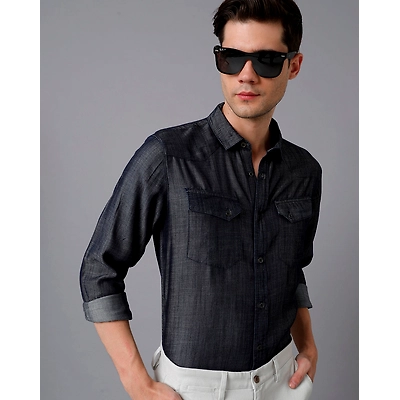 Prototype Men Solid Casual Grey Shirt-XXL-Grey-3