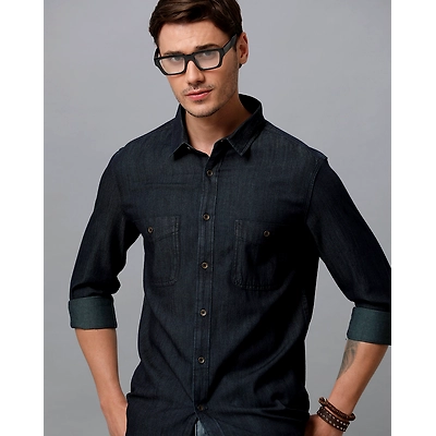 Prototype Men Washed Casual Black Shirt-D-DANGY-L