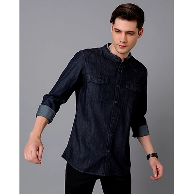 Prototype Men Solid Casual Blue Shirt-M-MARCO-XXL
