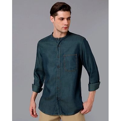 Prototype Men Solid Casual Green Shirt-M-MASSY-M
