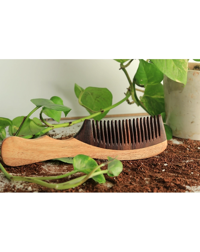 Rosewood and neem handle comb-5