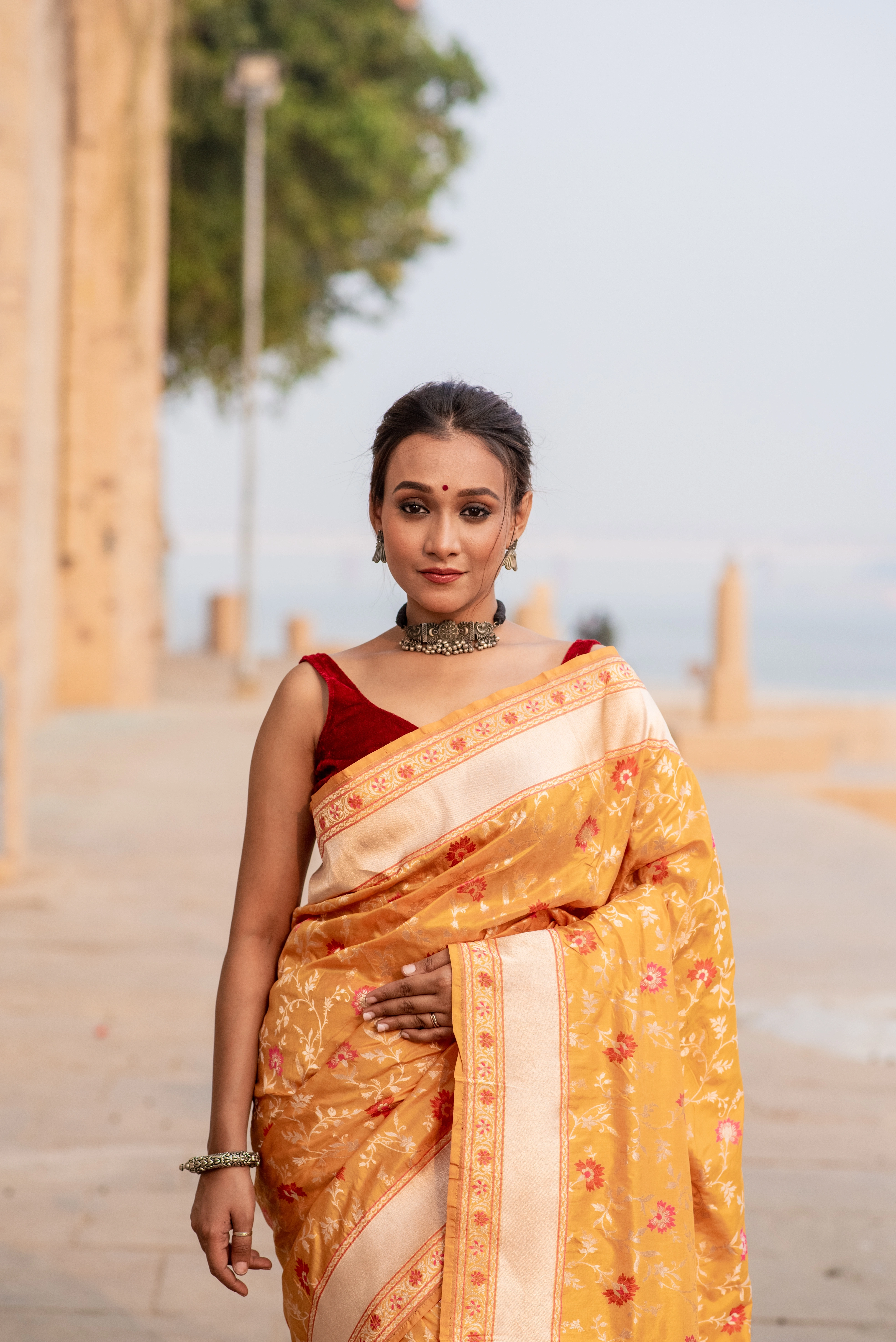 Pure Banrasi Kadhwa Meena Jall Handloom Saree-Rung1040