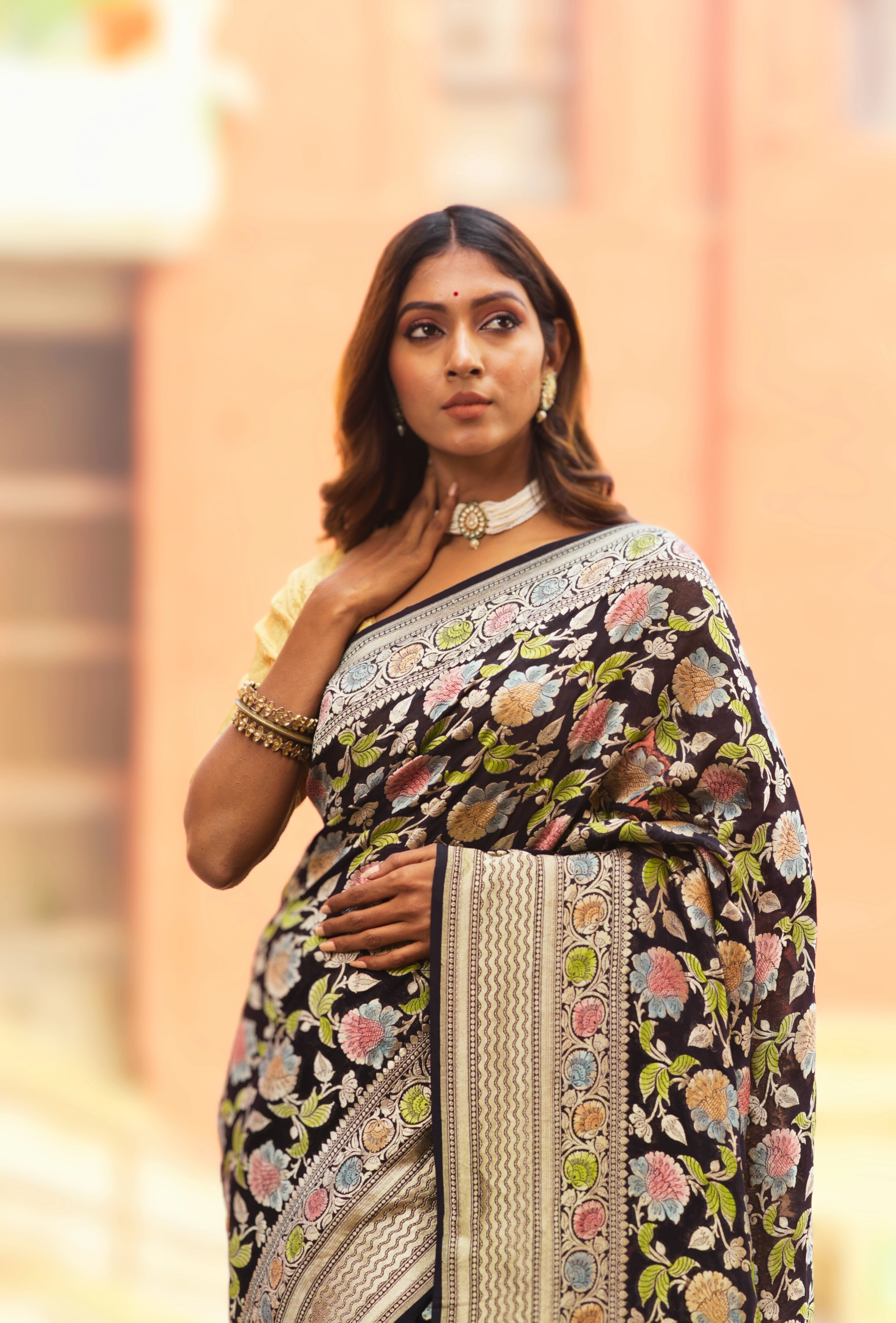 Pure Khaddi Banaras Handloom Saree - Lavender Chiffon Saree with Cutwork Technique-Levender-2