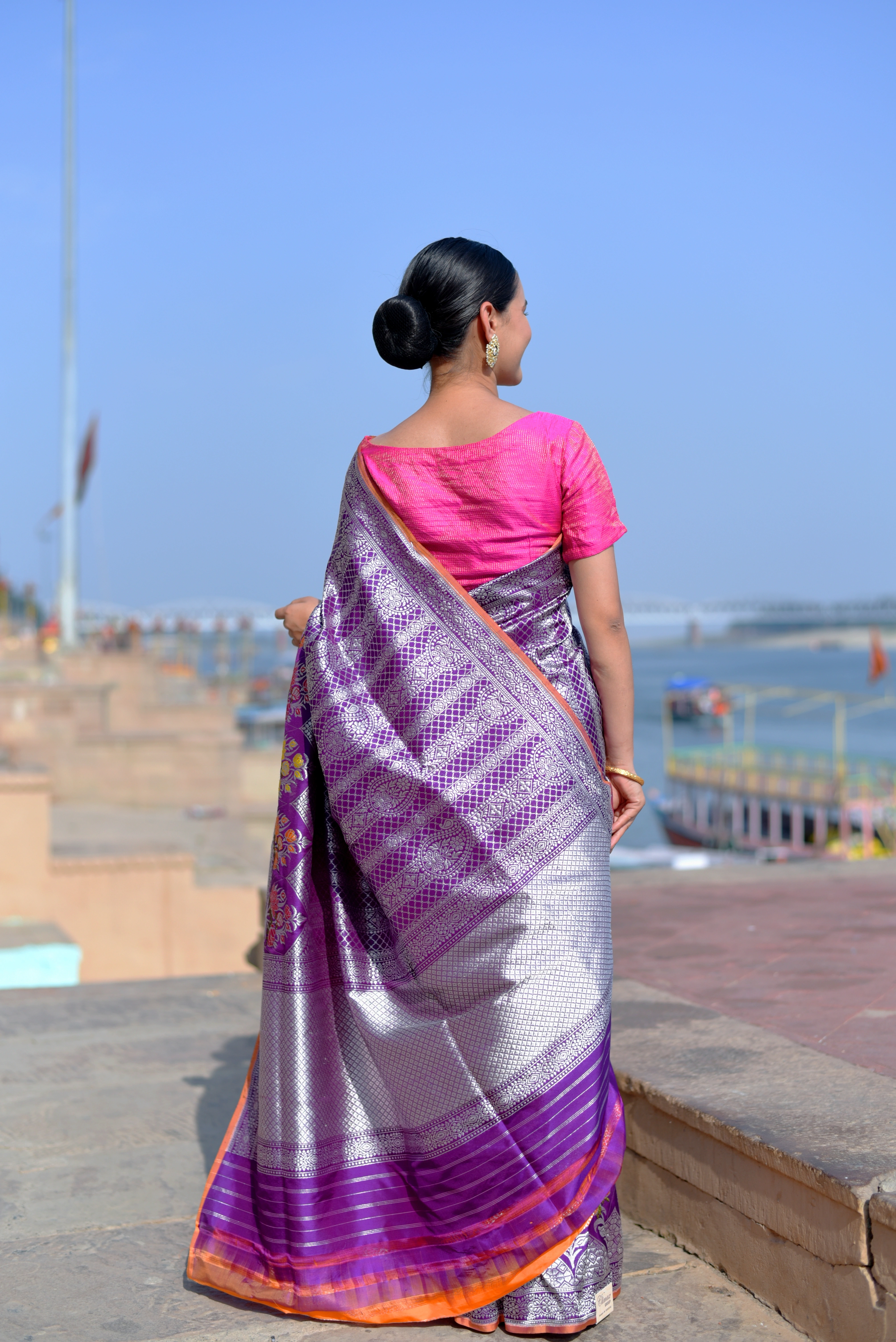 Vilote Pure Katan Tanchui Banaras Handwoven Saree-Vilote-3