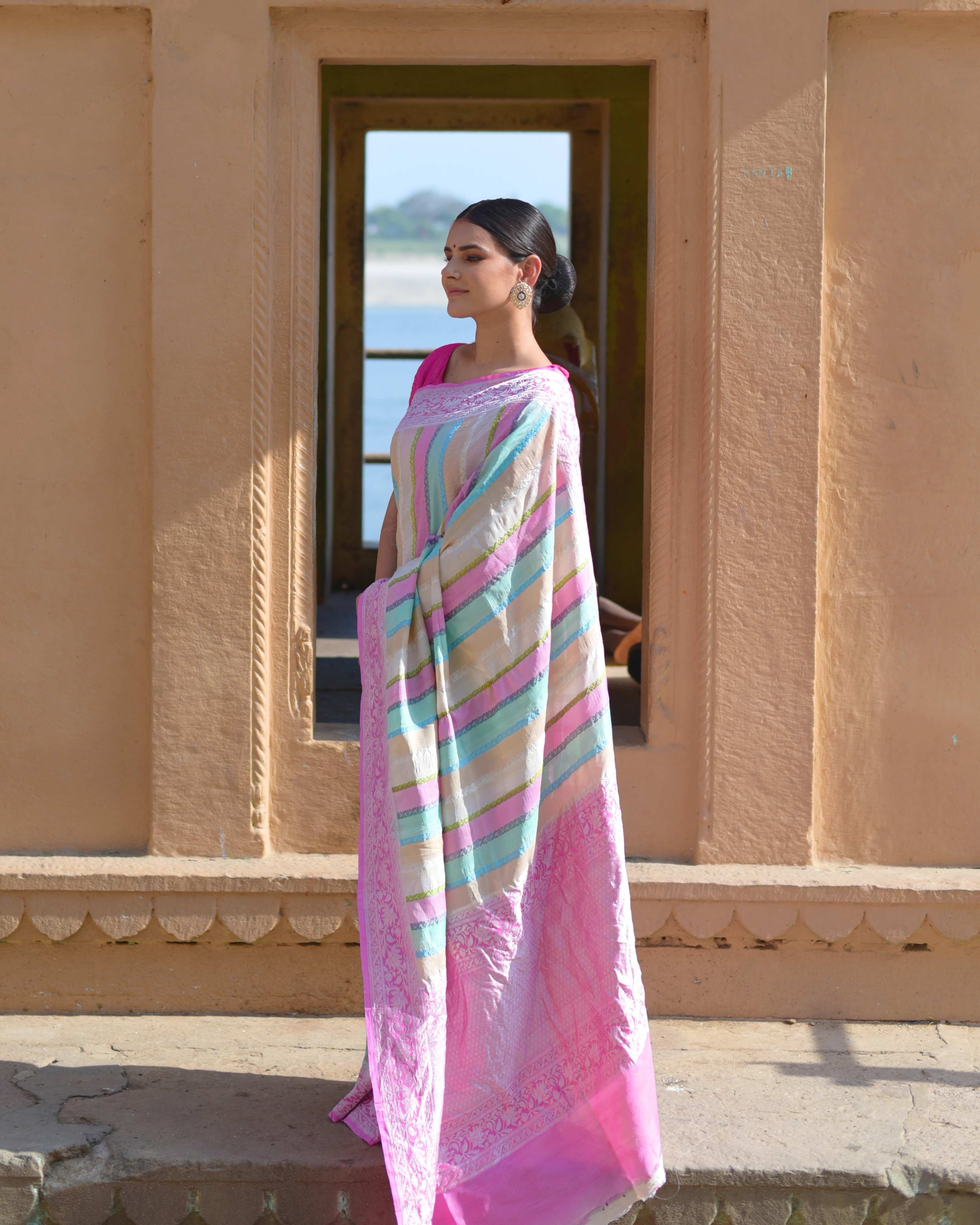 Rungkaat Pure Tussar Georgette Banaras Handwoven Saree-Rungkaat-2