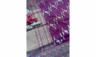 Lavender Pure Katan Jangla Banarasi Handloom Saree
