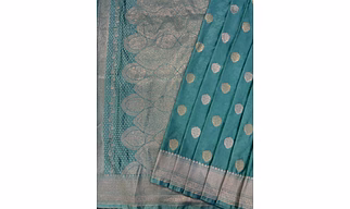 Powder Blue Semi Mashru Banaras Handloom Saree