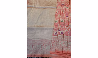 Pink Pure katan Jangla Banarasi Handloom Saree