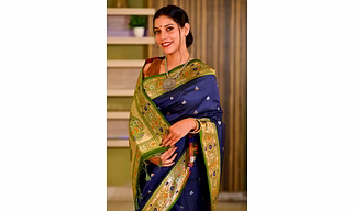 Blue Katan Silk Banarasi Handloom saree