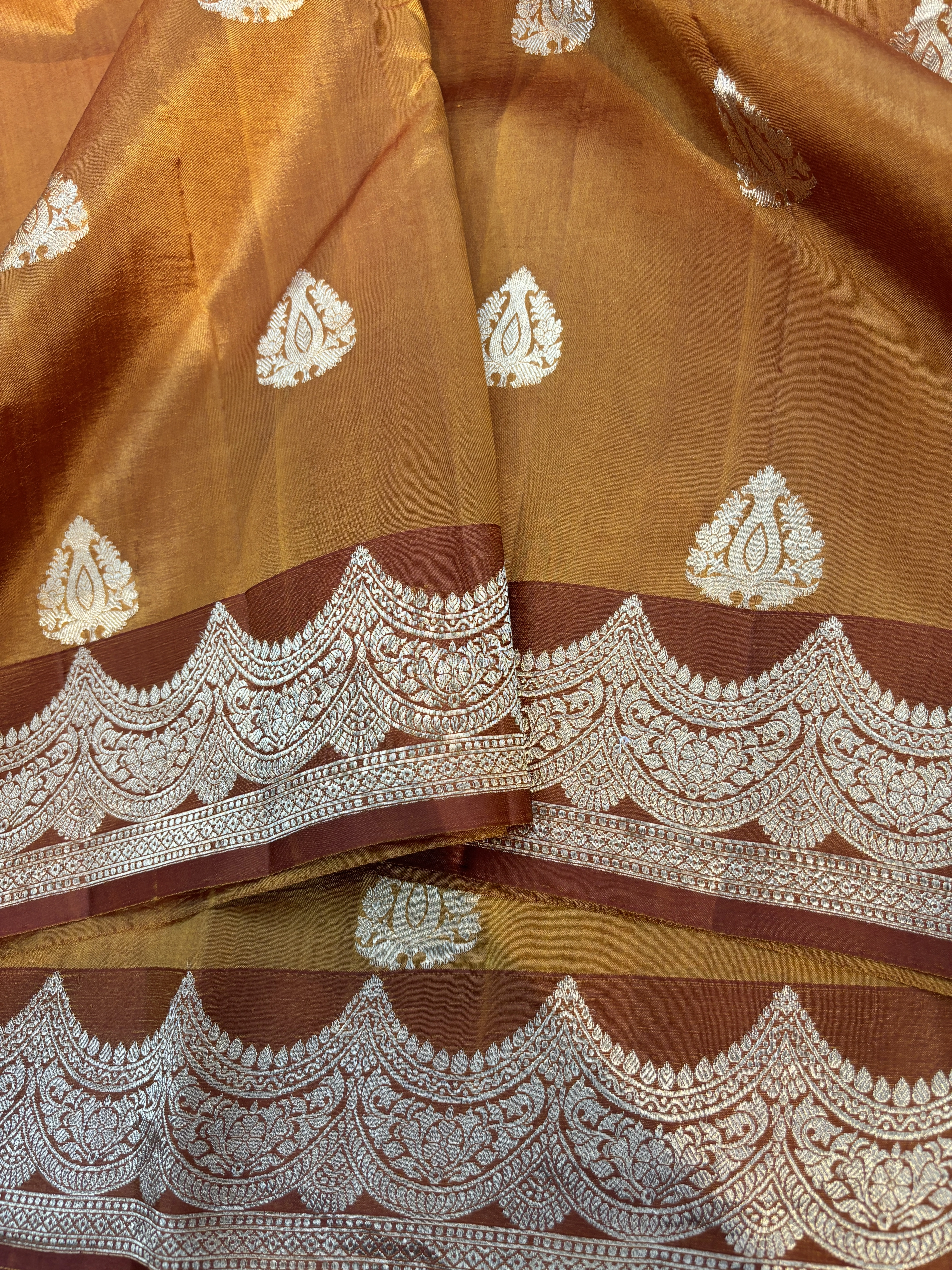 Pestel Orange Raw Mango Banarasi Handloom Saree-1