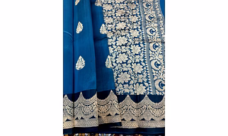 Blue Pure Raw Mango Banarasi Handloom Saree