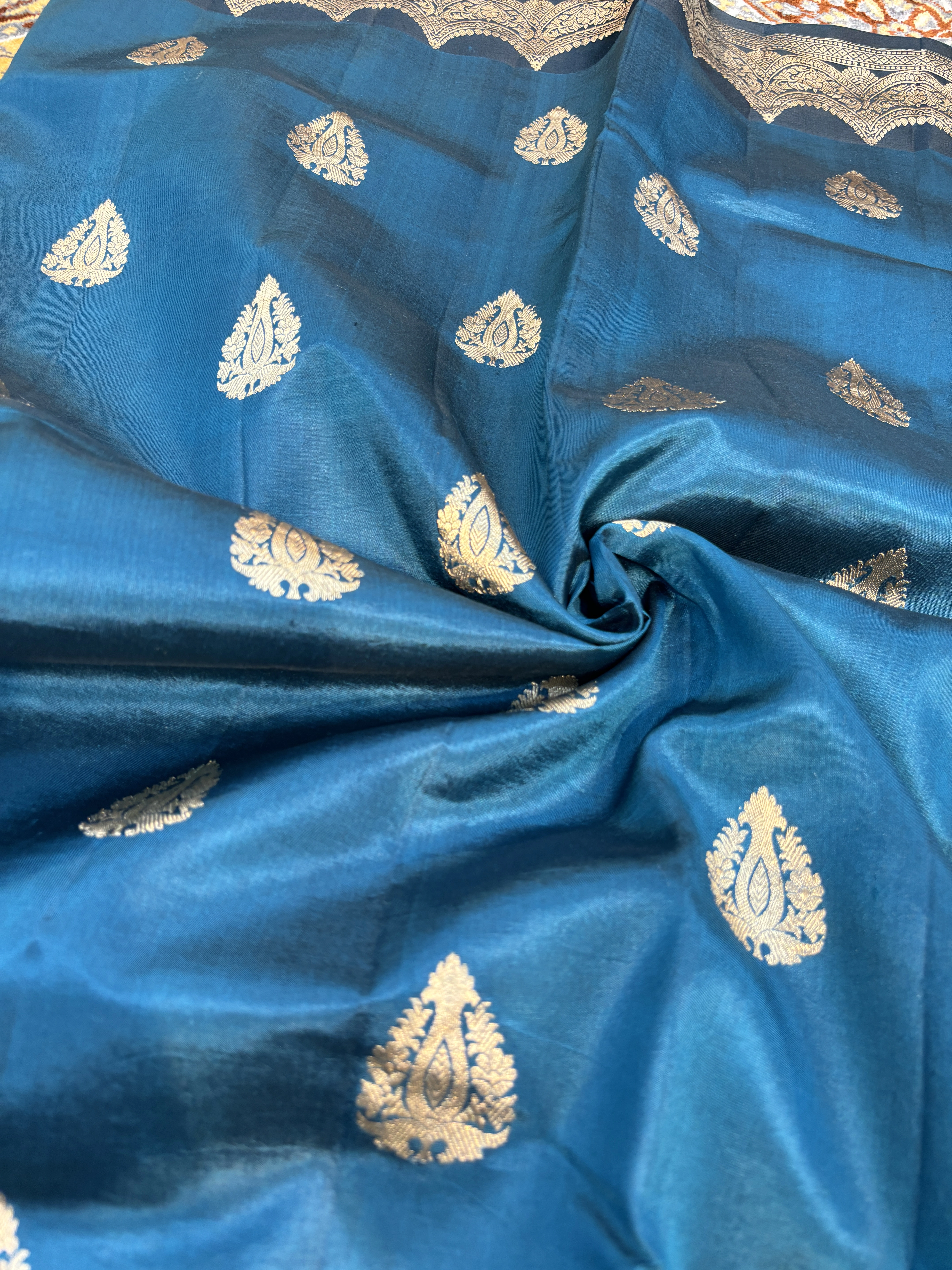 Blue Pure Raw Mango Banarasi Handloom Saree-3