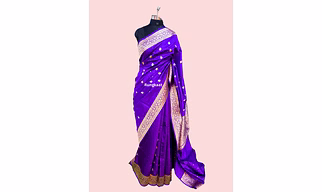 Purple Pure Raw Mango Banarasi Handloom Saree
