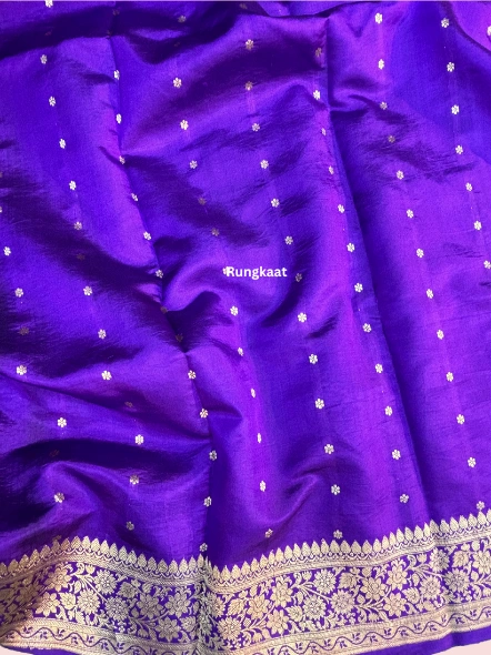 Purple Pure Raw Mango Banarasi Handloom Saree-3