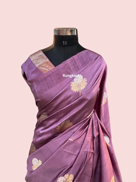 Levender Pure Raw Mango Banaras Handloom Saree-RUNG1143