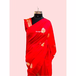 red pure raw mango banarasi handloom saree