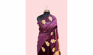 Dark Wine Pure Raw Mango Banarasi Saree