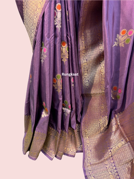 Pure Katan Belbooti Banarasi Handloom Saree-2