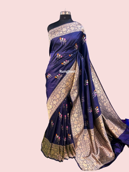 Purple Pure katan Kadhiyal Banarasi Handloom Saree-1