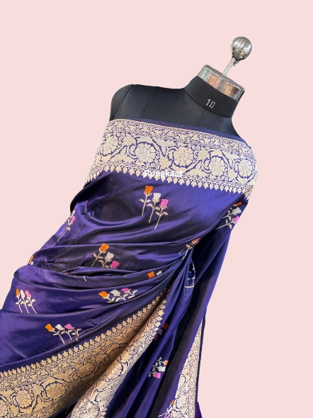 Purple Pure katan Kadhiyal Banarasi Handloom Saree-2