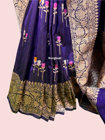 Purple Pure katan Kadhiyal Banarasi Handloom Saree-3