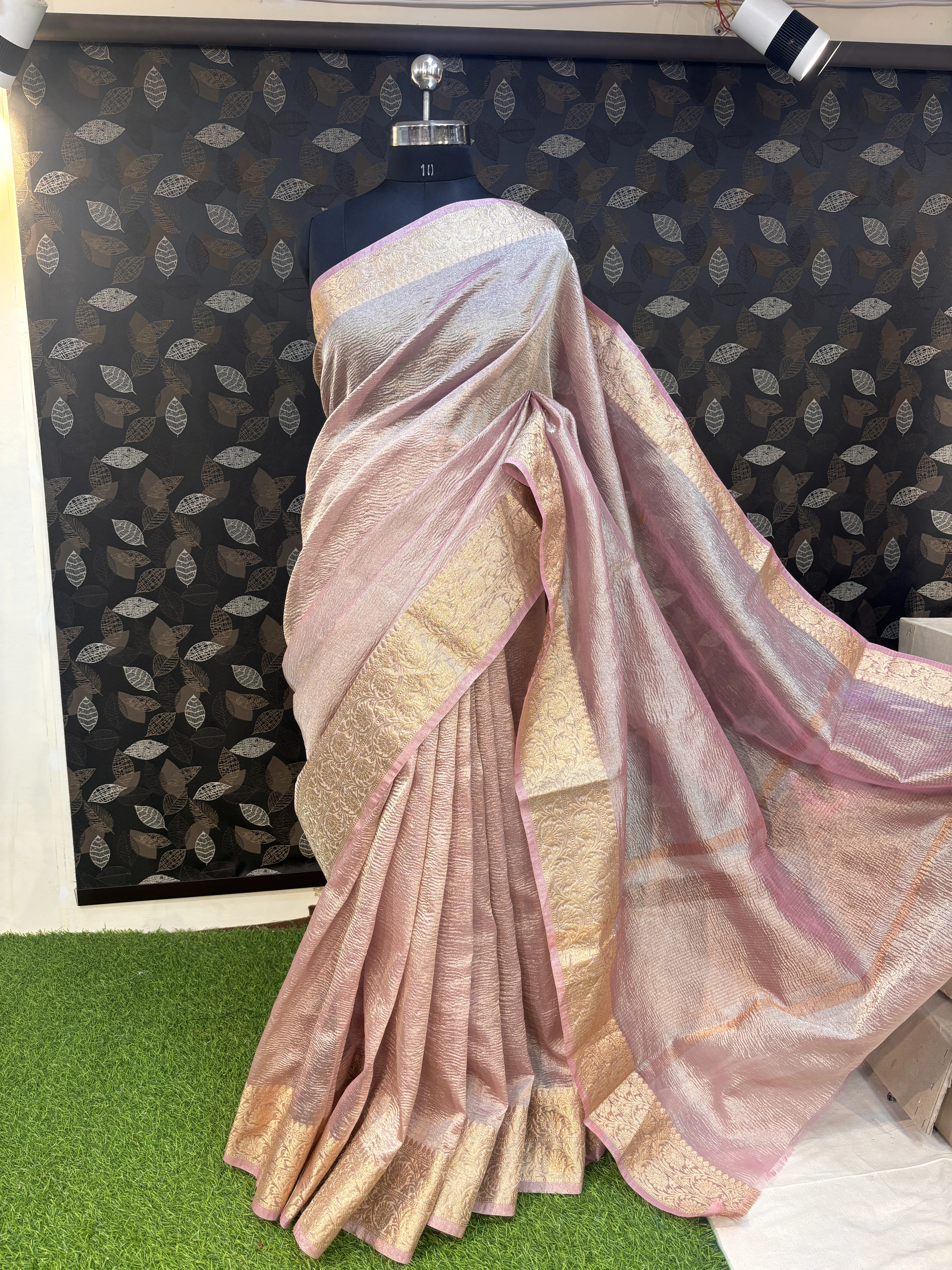 Light Pink Pure Tissue Banarasi Handloom Saree-1