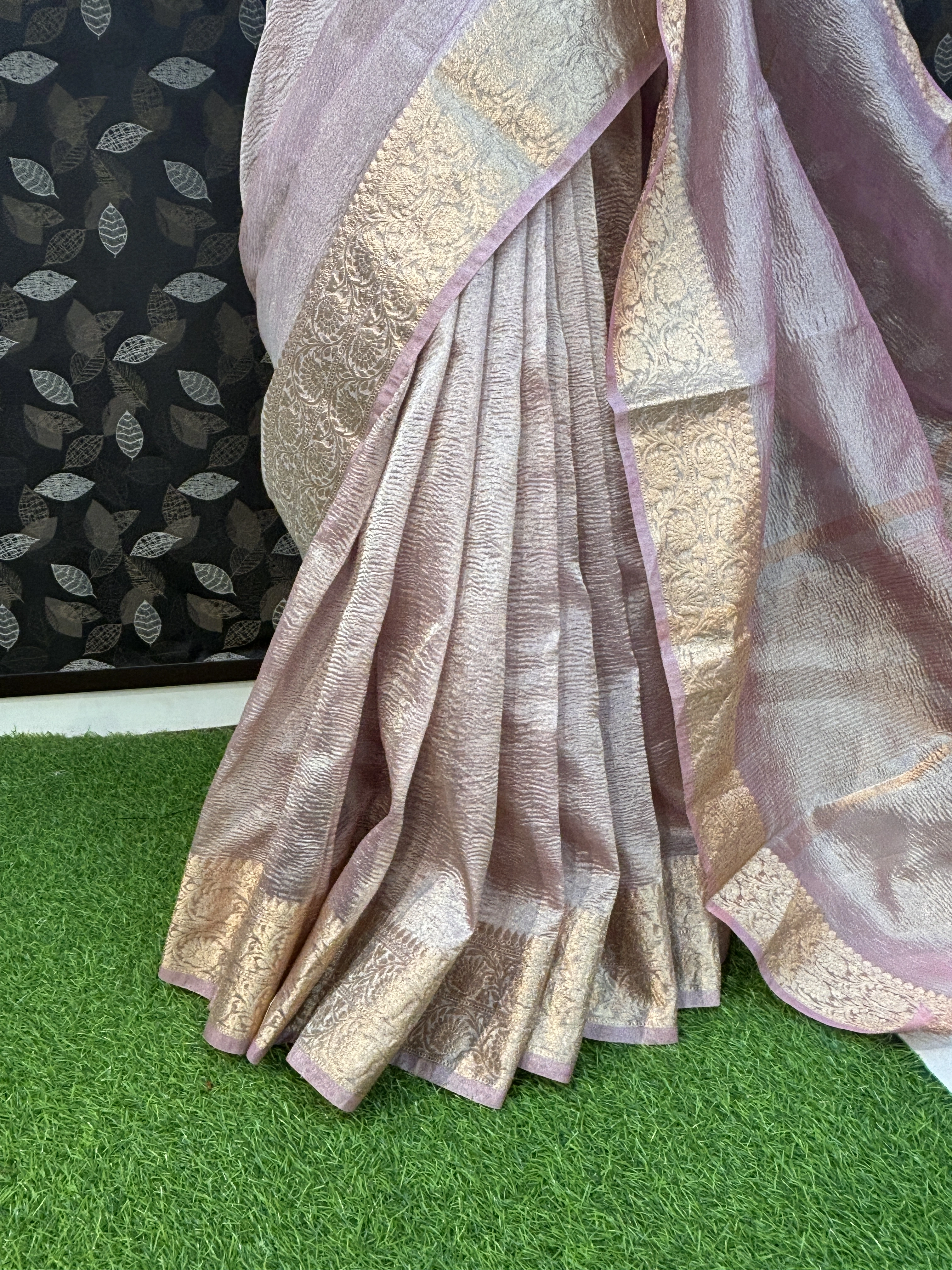 Light Pink Pure Tissue Banarasi Handloom Saree-2