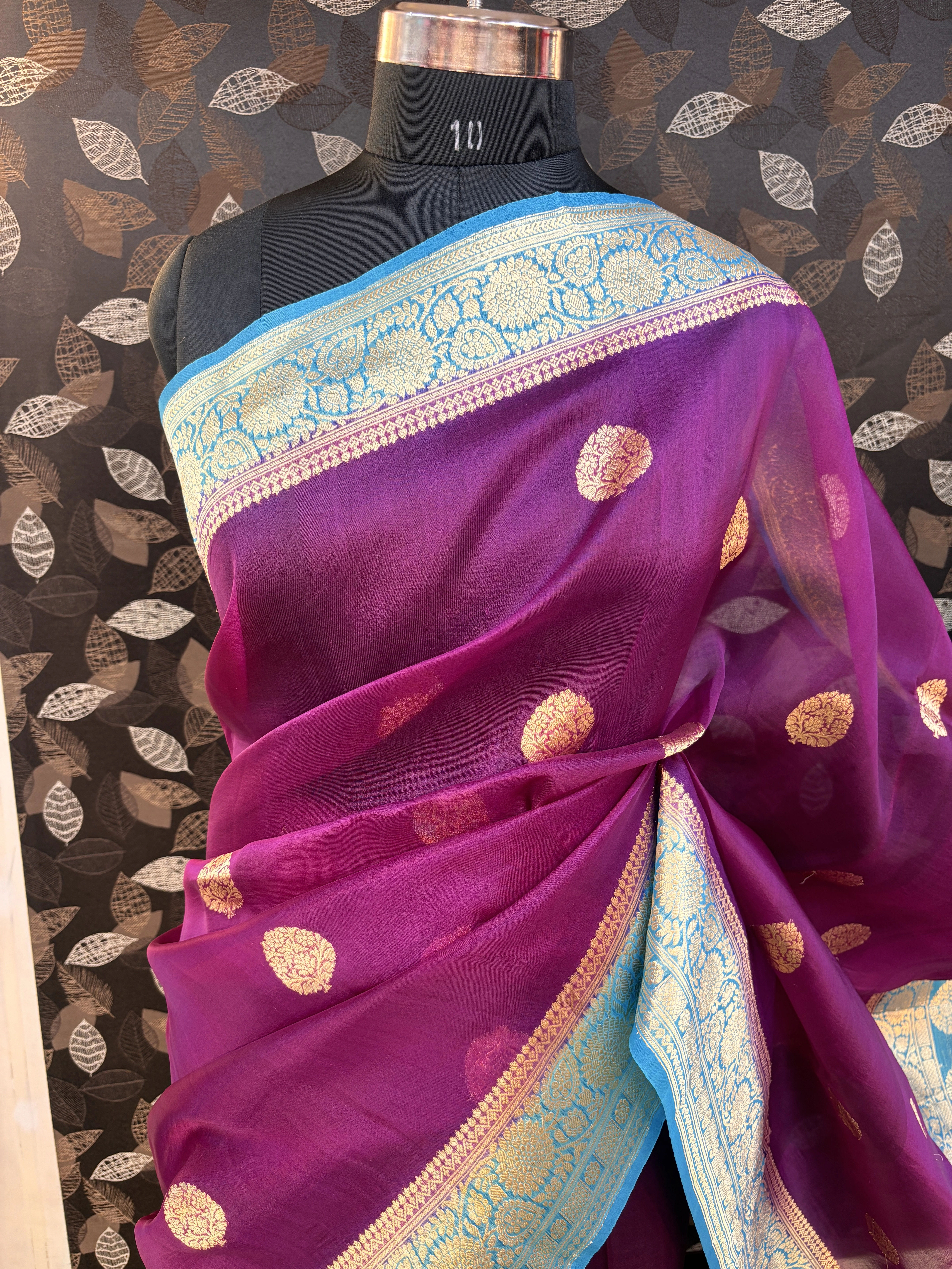 Purple Katan Kadhiyal Boota Banarasi Handloom Saree-RUNG1156