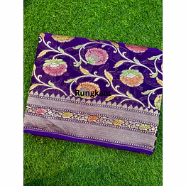 blue pure khaddi georgette banarasi handloom saree
