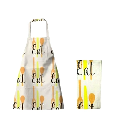 Recycled Cotton Silverware design Kitchen Tea Towel &amp; Apron-12620380