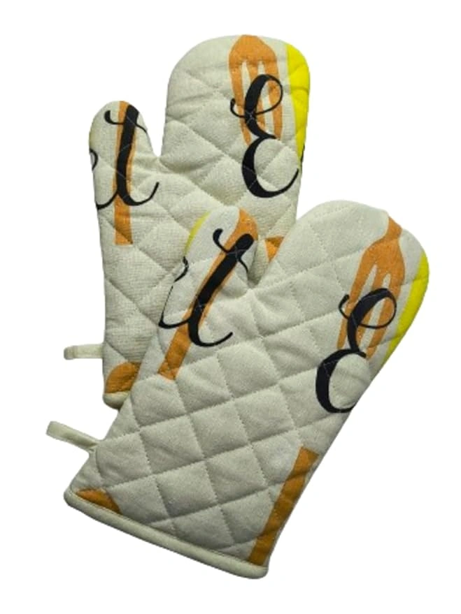 Recycled Cotton Silverware Design (Set of 2 Oven mitt)-1