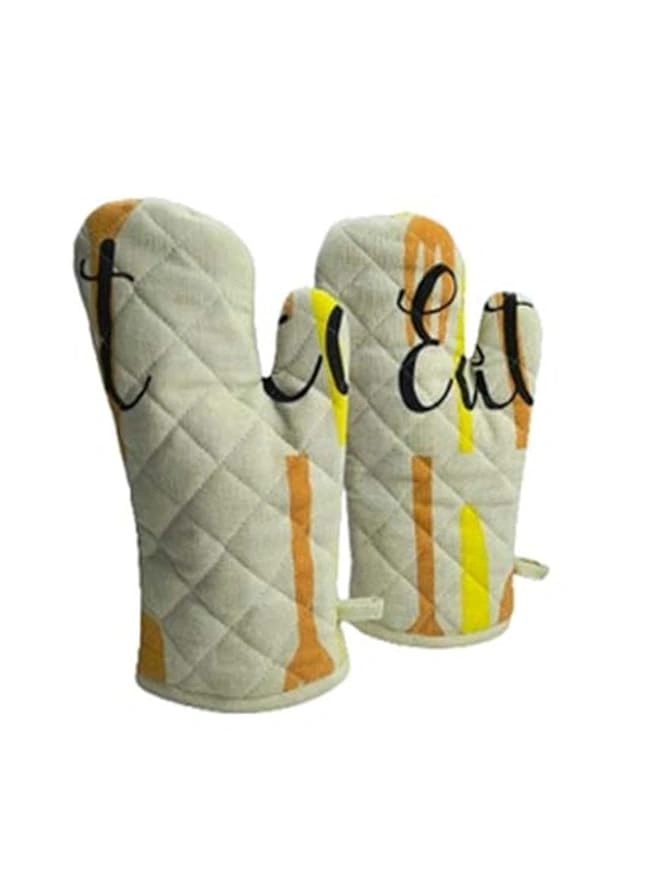 Recycled Cotton Silverware Design (Set of 2 Oven mitt)-12620404