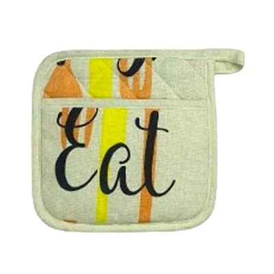 Recycled Cotton Silverware Design Kitchen Linen (Set of 2 Pot Holder)-1
