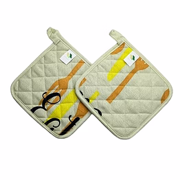 recycled cotton silverware design kitchen linen (set of 2 pot holder)