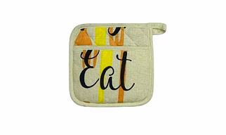Recycled Cotton Silverware Design Oven Mitt & Pot Holder